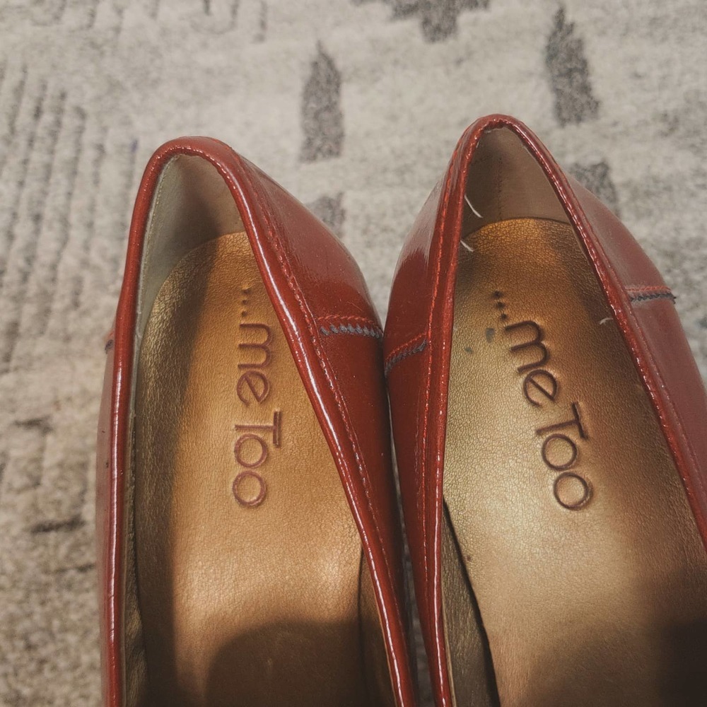 Metoo Women's Deep Red Platform Block Heels Size … - image 8